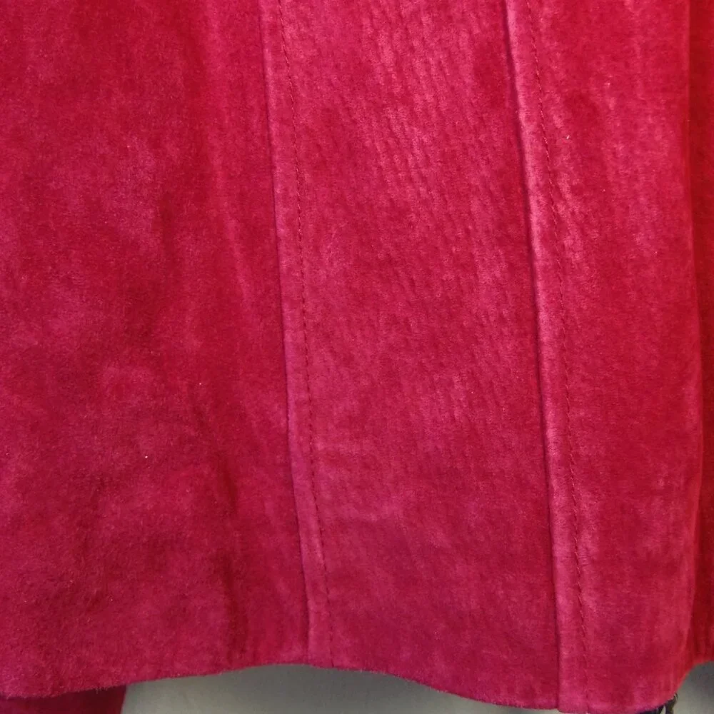 Coldwater Creek Leather Jkt Womens SZ L Berry Red Full Zip NWT Luxurious Lagenlo - Picture 11 of 11